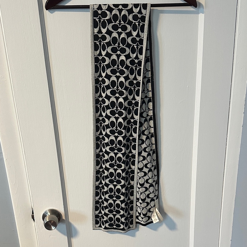Coach Black and White Patterned Accent Scarf